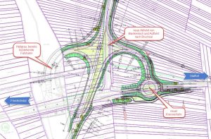 Auf der Kreisstraße K3579/L 560 wird zur Beseitigung des Unfallschwerpunktes ein symmetrisches Kleeblatt entstehen