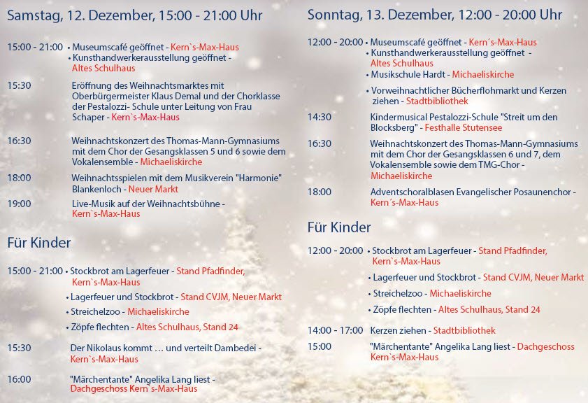 Programm Weihnachtsmarkt Blankenloch 2015