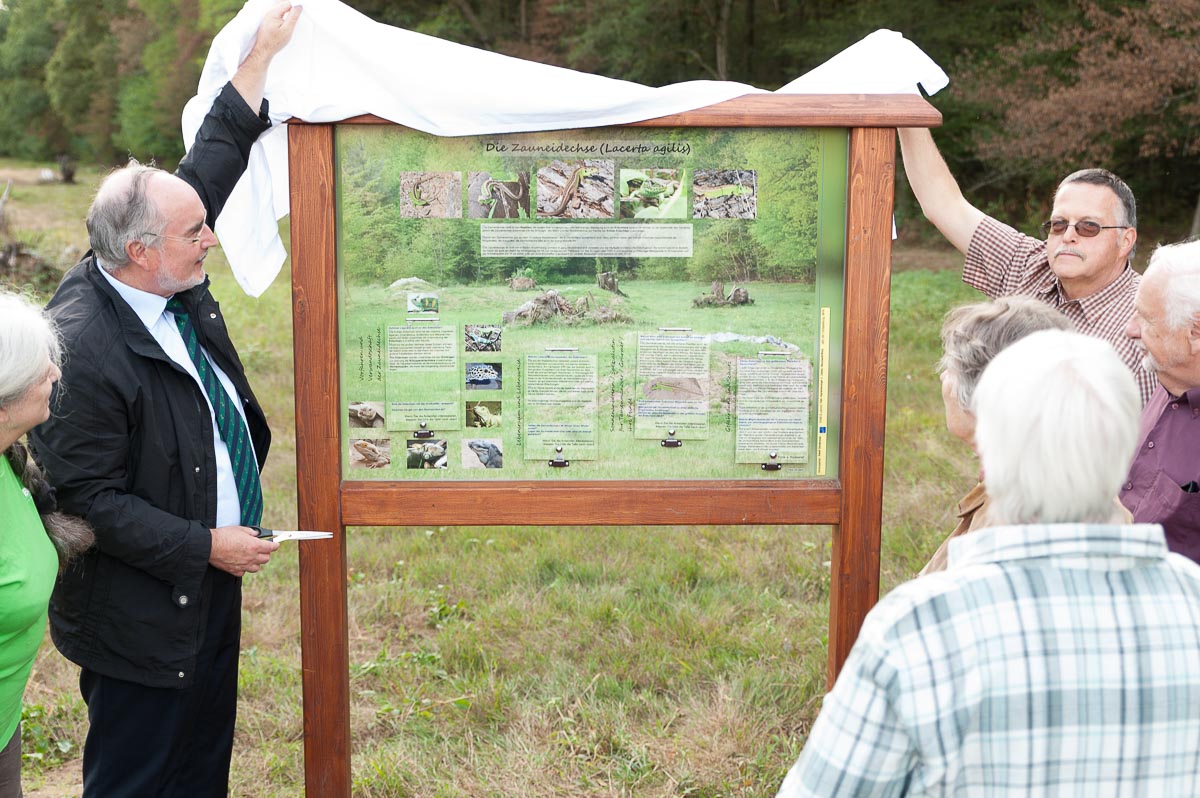 Enthüllung der Infotafel des Themengebietes Eidechse.