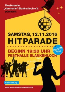 Flyer Hitparade Musikverein Blankenloch 2016