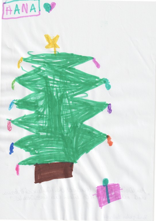 Hana: An Weihnachten leuchtet der Weihnachtsbaum und ich freue mich über ein Geschenk (Kita Lachwald)