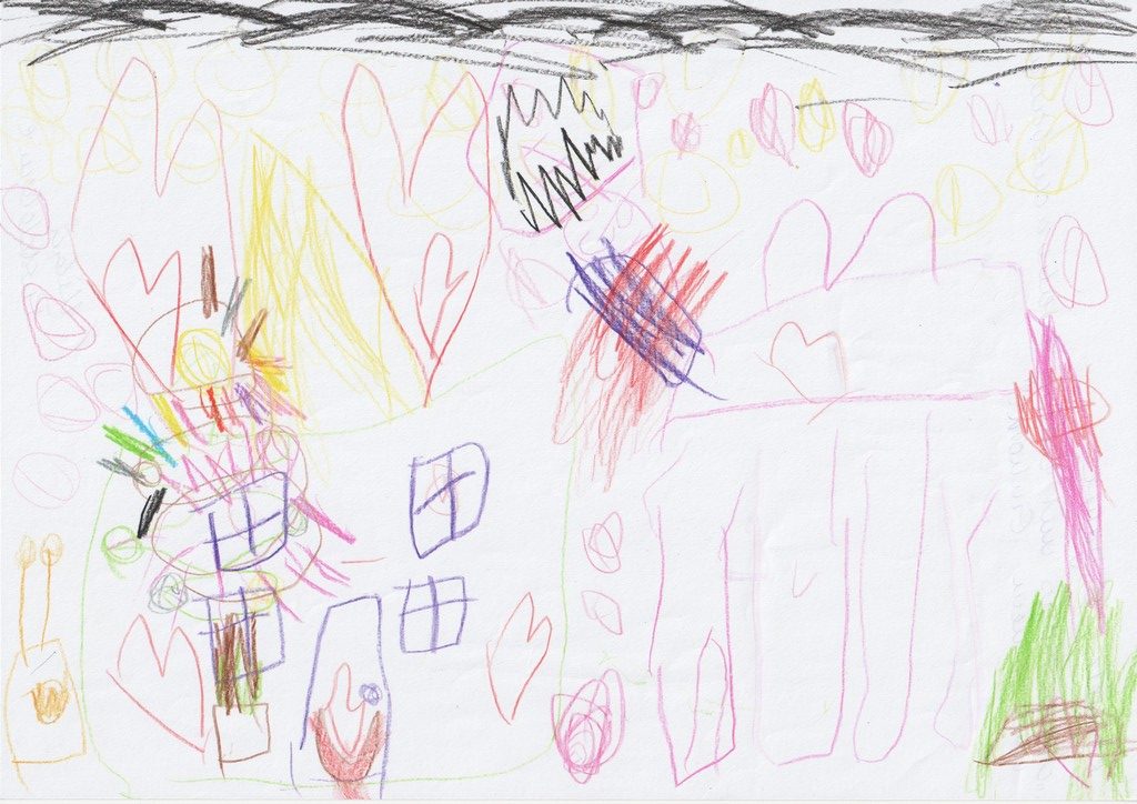 Rachele (5): Mein Haus mit einem Weihnachtsbaum und einem Einhorn (Kita Pusteblume)