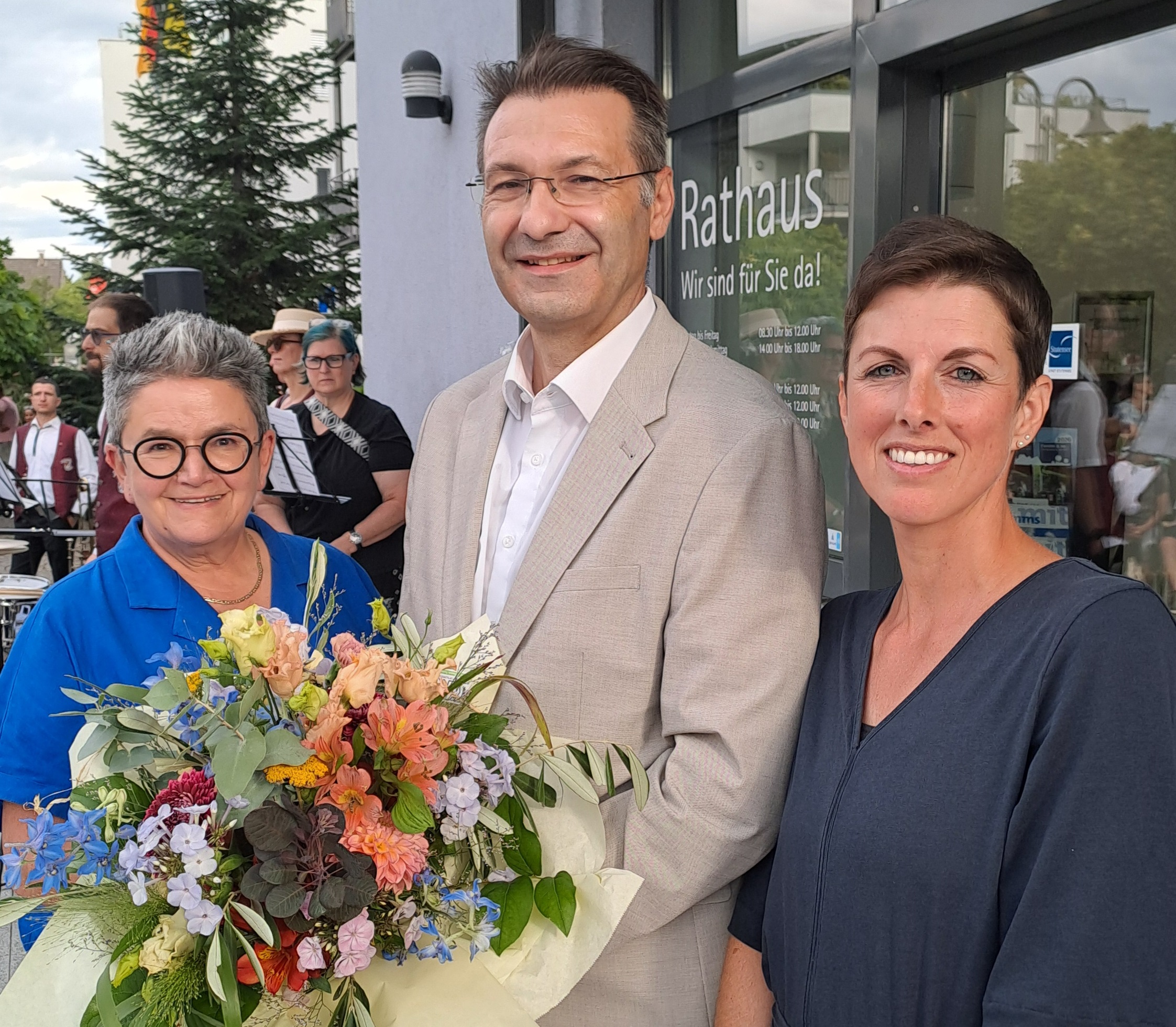 OB Petra Becker, ihr Nachfolger Frank Burkard, Erste Bürgermeisterin Tamara Schönhaar