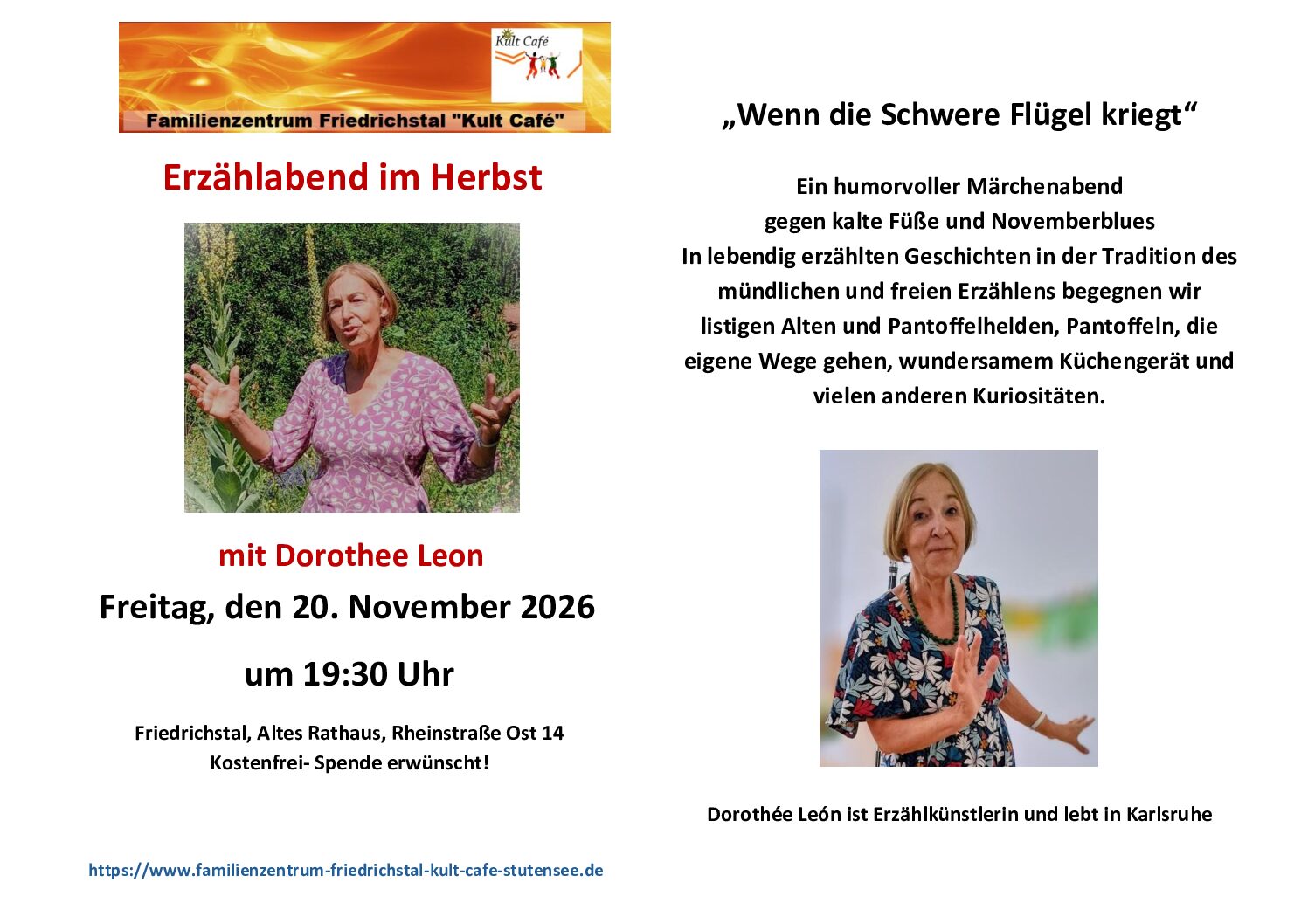 Flyer Erzählabend im Herbst
